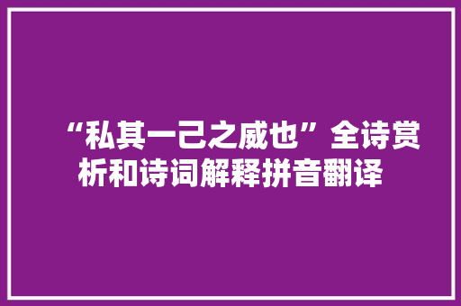 “私其一己之威也”全诗赏析和诗词解释拼音翻译