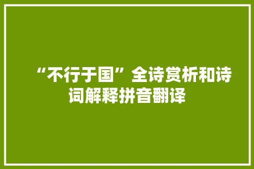 “不行于国”全诗赏析和诗词解释拼音翻译