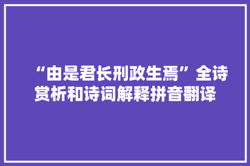 “由是君长刑政生焉”全诗赏析和诗词解释拼音翻译