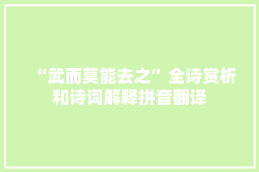 “武而莫能去之”全诗赏析和诗词解释拼音翻译
