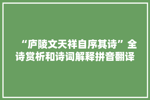 “庐陵文天祥自序其诗”全诗赏析和诗词解释拼音翻译