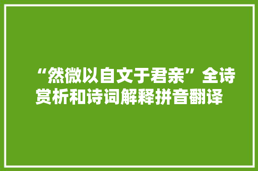 “然微以自文于君亲”全诗赏析和诗词解释拼音翻译