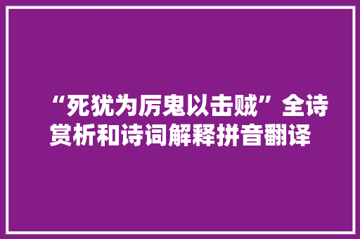 “死犹为厉鬼以击贼”全诗赏析和诗词解释拼音翻译