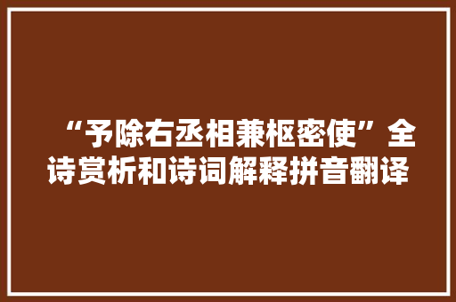 “予除右丞相兼枢密使”全诗赏析和诗词解释拼音翻译