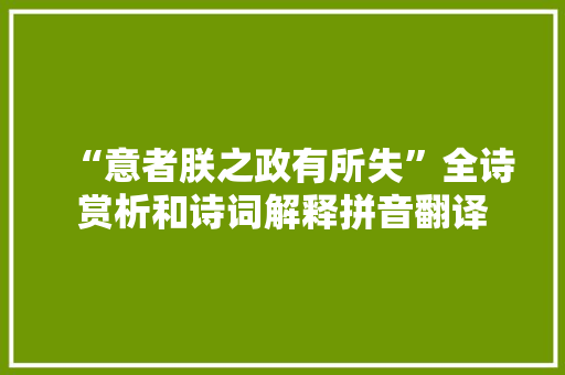 “意者朕之政有所失”全诗赏析和诗词解释拼音翻译