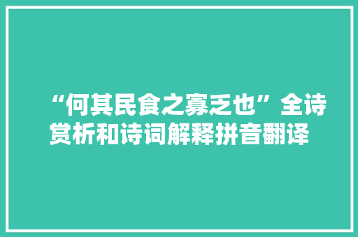 “何其民食之寡乏也”全诗赏析和诗词解释拼音翻译