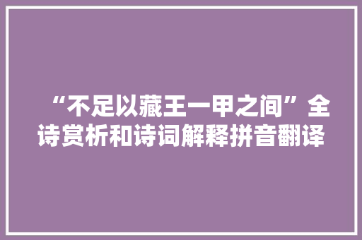 “不足以藏王一甲之间”全诗赏析和诗词解释拼音翻译