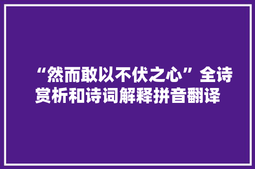 “然而敢以不伏之心”全诗赏析和诗词解释拼音翻译