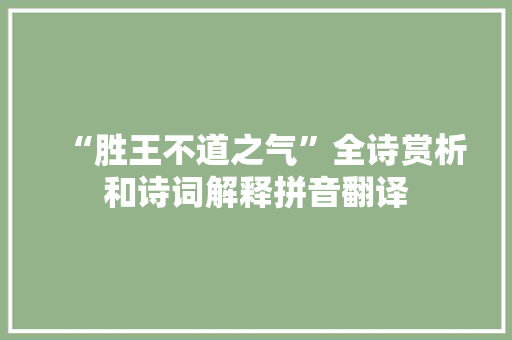 “胜王不道之气”全诗赏析和诗词解释拼音翻译