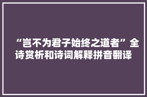 “岂不为君子始终之道者”全诗赏析和诗词解释拼音翻译