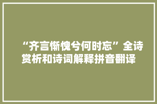 “齐言惭愧兮何时忘”全诗赏析和诗词解释拼音翻译