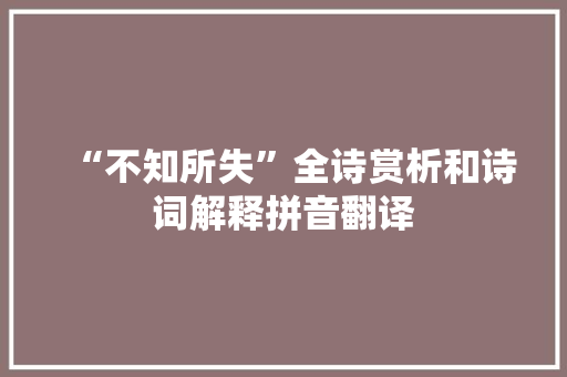 “不知所失”全诗赏析和诗词解释拼音翻译