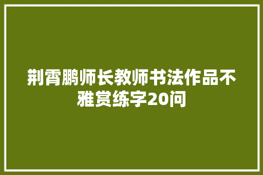 荆霄鹏师长教师书法作品不雅赏练字20问