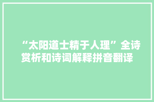 “太阳道士精于人理”全诗赏析和诗词解释拼音翻译