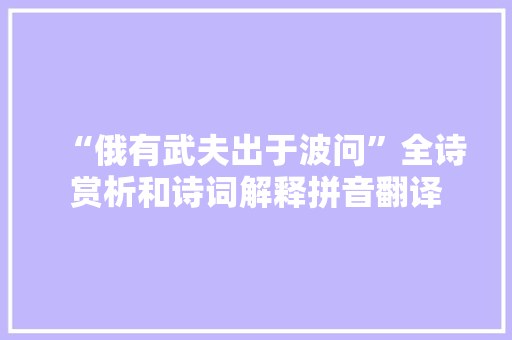“俄有武夫出于波问”全诗赏析和诗词解释拼音翻译