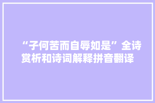 “子何苦而自辱如是”全诗赏析和诗词解释拼音翻译