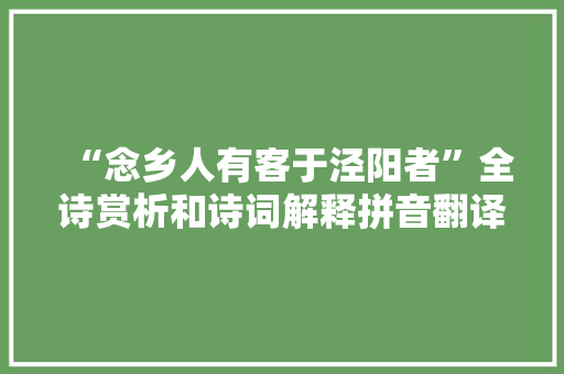 “念乡人有客于泾阳者”全诗赏析和诗词解释拼音翻译
