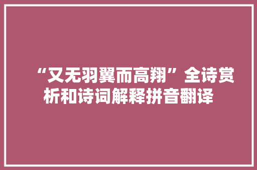 “又无羽翼而高翔”全诗赏析和诗词解释拼音翻译