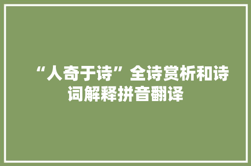 “人奇于诗”全诗赏析和诗词解释拼音翻译
