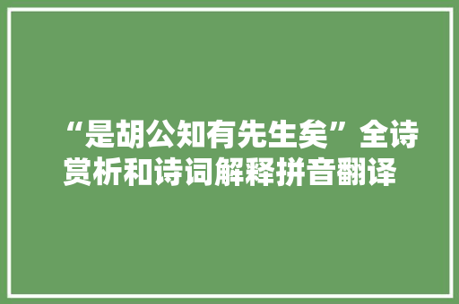 “是胡公知有先生矣”全诗赏析和诗词解释拼音翻译