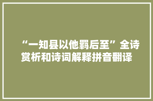 “一知县以他羁后至”全诗赏析和诗词解释拼音翻译