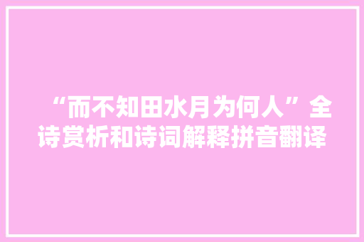 “而不知田水月为何人”全诗赏析和诗词解释拼音翻译