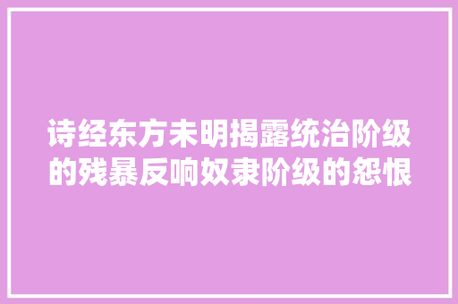 诗经东方未明揭露统治阶级的残暴反响奴隶阶级的怨恨