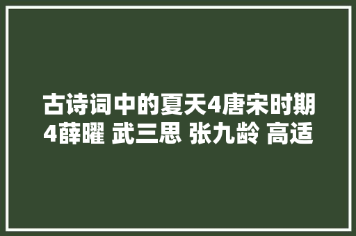 古诗词中的夏天4唐宋时期4薛曜 武三思 张九龄 高适