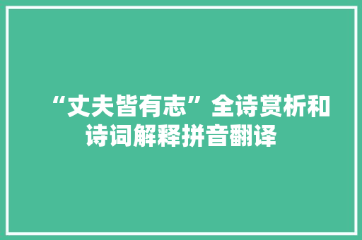 “丈夫皆有志”全诗赏析和诗词解释拼音翻译