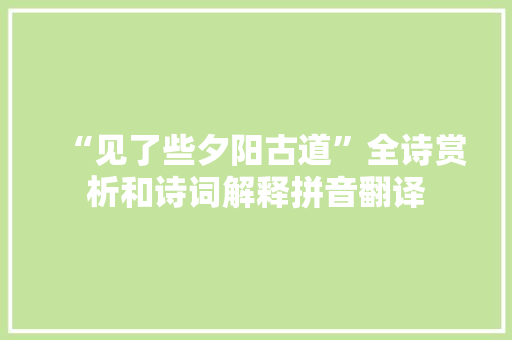 “见了些夕阳古道”全诗赏析和诗词解释拼音翻译