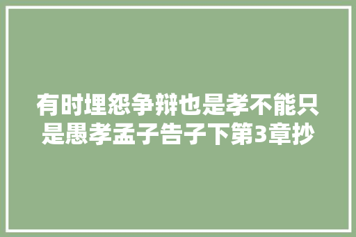 有时埋怨争辩也是孝不能只是愚孝孟子告子下第3章抄后感