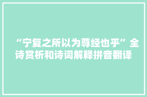 “宁复之所以为尊经也乎”全诗赏析和诗词解释拼音翻译