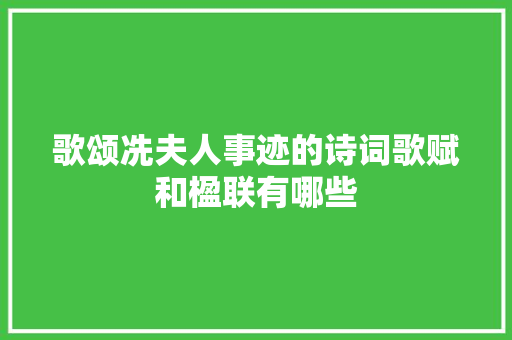 歌颂冼夫人事迹的诗词歌赋和楹联有哪些