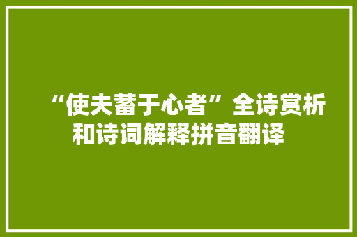 “使夫蓄于心者”全诗赏析和诗词解释拼音翻译