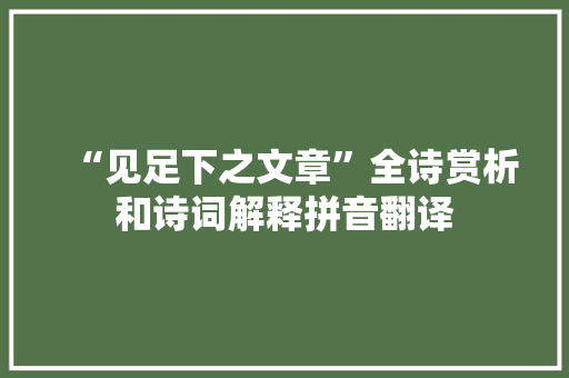 “见足下之文章”全诗赏析和诗词解释拼音翻译