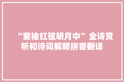 “紫袖红弦明月中”全诗赏析和诗词解释拼音翻译