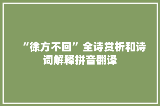 “徐方不回”全诗赏析和诗词解释拼音翻译