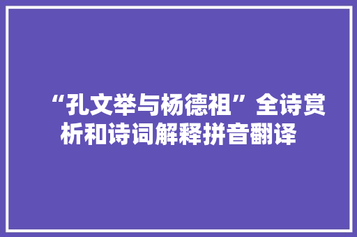 “孔文举与杨德祖”全诗赏析和诗词解释拼音翻译