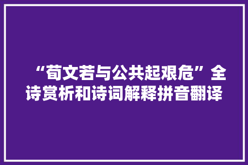 “荀文若与公共起艰危”全诗赏析和诗词解释拼音翻译