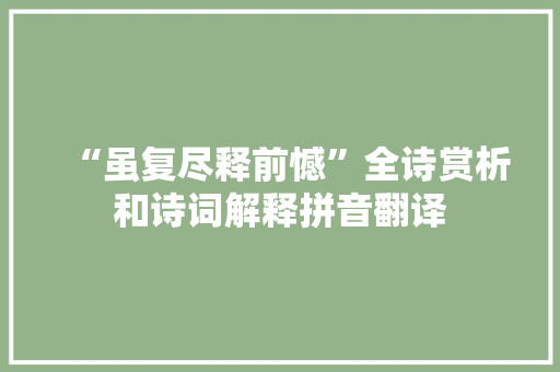 “虽复尽释前憾”全诗赏析和诗词解释拼音翻译