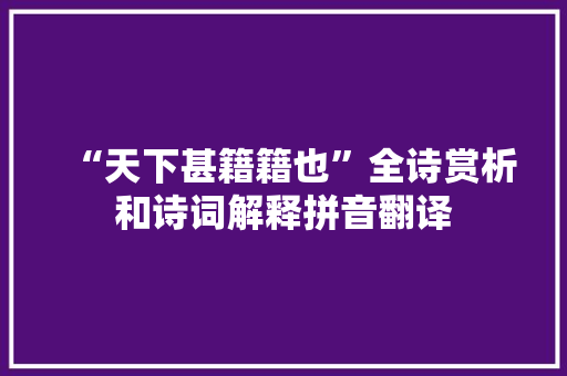 “天下甚籍籍也”全诗赏析和诗词解释拼音翻译
