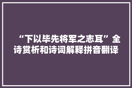 “下以毕先将军之志耳”全诗赏析和诗词解释拼音翻译