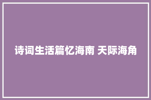 诗词生活篇忆海南 天际海角