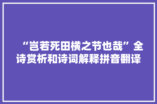 “岂若死田横之节也哉”全诗赏析和诗词解释拼音翻译