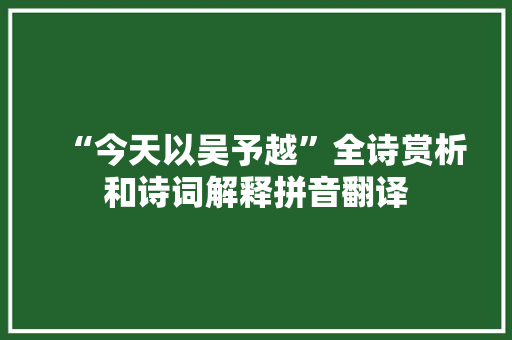 “今天以吴予越”全诗赏析和诗词解释拼音翻译