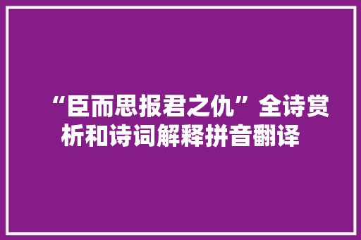 “臣而思报君之仇”全诗赏析和诗词解释拼音翻译