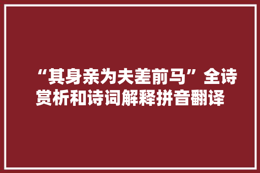“其身亲为夫差前马”全诗赏析和诗词解释拼音翻译