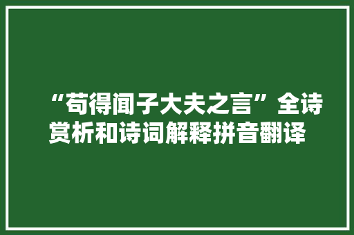 “苟得闻子大夫之言”全诗赏析和诗词解释拼音翻译