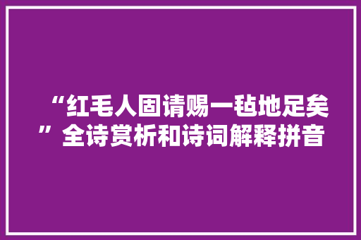 “红毛人固请赐一毡地足矣”全诗赏析和诗词解释拼音翻译