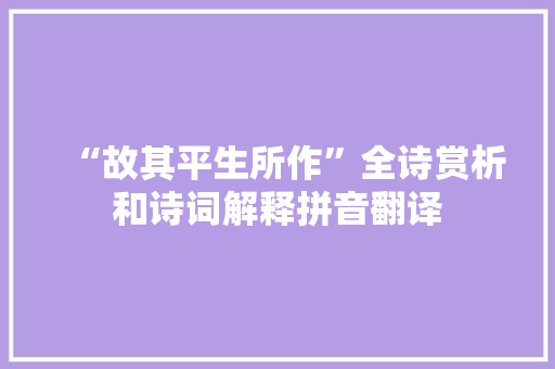 “故其平生所作”全诗赏析和诗词解释拼音翻译